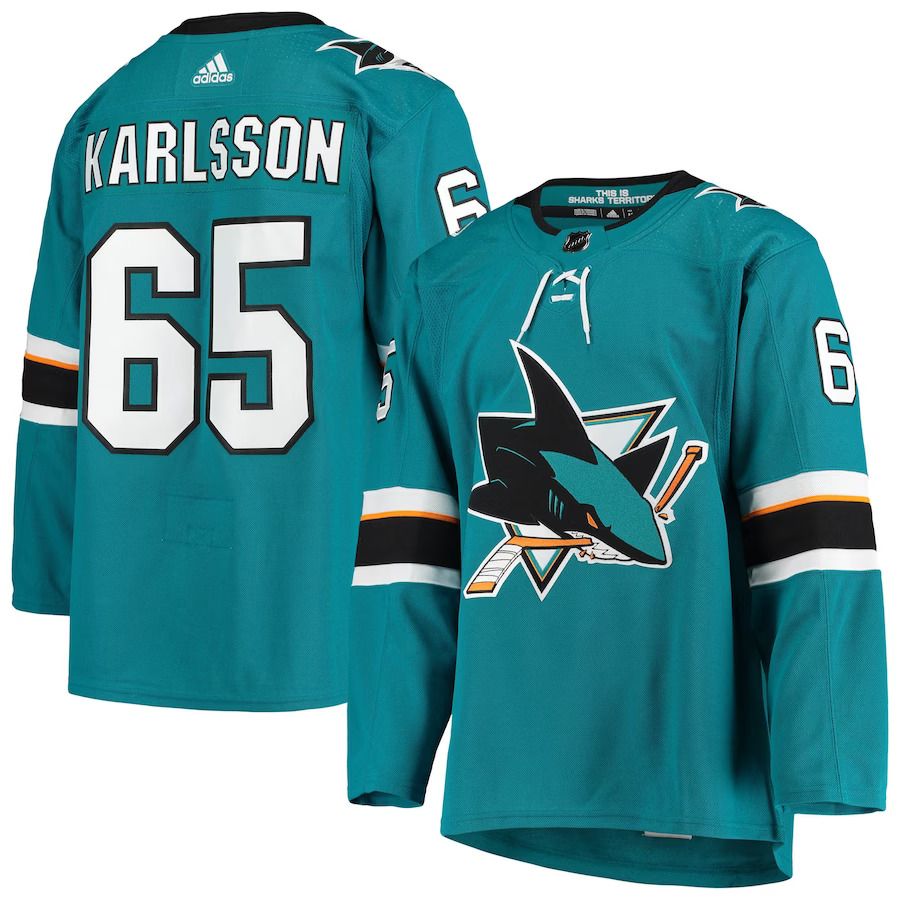 Men San Jose Sharks #65 Erik Karlsson adidas Teal Alternate Authentic Player NHL Jersey